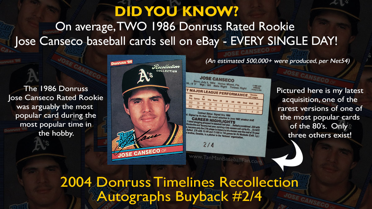 1986 Donruss Highlights #55 Jose Canseco Rookie of the Year