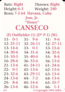 1994 APBA Game Card                   