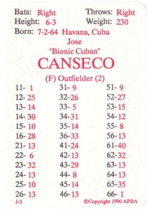 1990 APBA Game Card                   