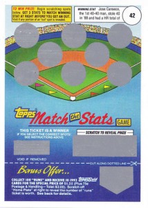 1992 Topps Match the Stats White Back                   