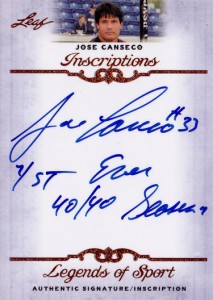 2012 LEAF LEGENDS OF SPORT INSCRIPTIONS "1st Ever 40/40 Season" AUTOGRAPH         