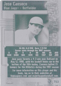 1998 Pacific Online Printing Plate Back 1/1    