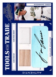 2004 absolute memorabilia tools of the trade dual bat/jersey autograph /10      