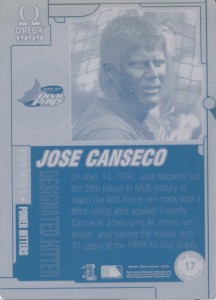 1999 Pacific Omega 5-Tool Talents printing plate back 1/1        