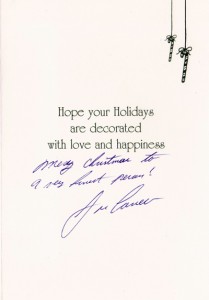 Christmas Card Signed by Canseco      