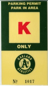 1997 A's Canseco Parking Permit      