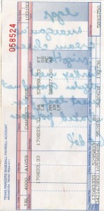 1993 Rangers Pay Stub      