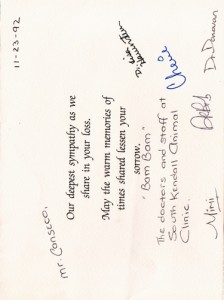 1992 Condolences Card      