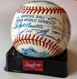 1989 World Series Game Used Team Signed Baseball        