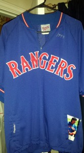 Game Used Rangers Batting Practice Jersey Autographed          