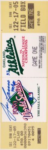 1989 World Series Autographed Ticket      