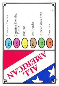 1993 Trivial Pursuit All American Game Card    