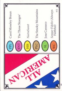 1993 Trivial Pursuit All American Game Card    