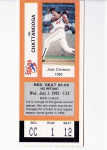 1992 Huntsville Stars Ticket     