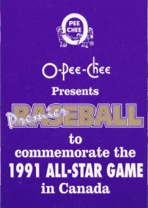 1991 O-Pee-Chee Premiere All-Star Game Back               