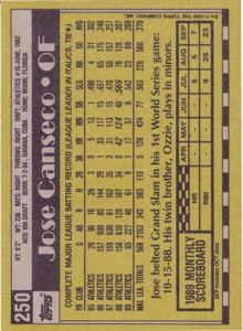 1990 Topps #250 Blank Front        