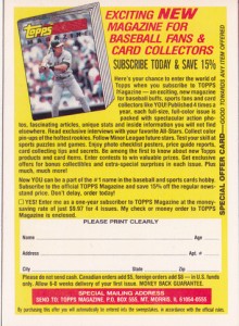 1990 Topps Magazine offer w/address lines on front White Back            