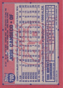 1991 Topps #700 Bold 40th on Back            