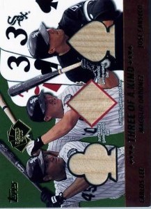 2002 Topps 5-Card Stud Three of a Kind with Carlos Lee,and Magglio Ordonez 3x Bat     