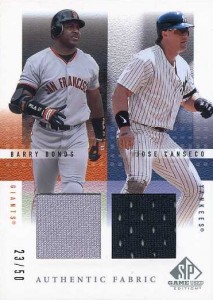 2001 SP Game Used Dual Jersey w/Bonds /50       