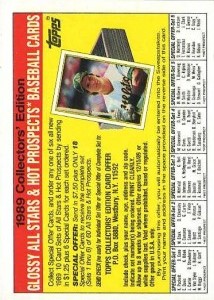 1990 Topps Glossy All Stars & Hot Prospects Advertisement (1989 Collector's Edition)        