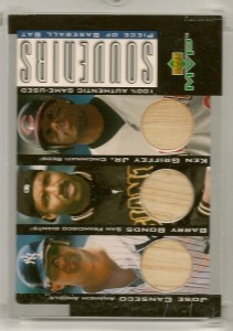 2001 Upper Deck MVP Game Souvenirs Trios w/Griffey and Bonds 15/25               