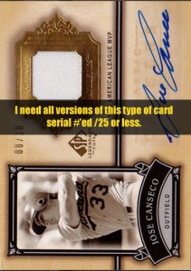 2005 SP Legendary Cuts Classic Careers (need most #/25 and less)           