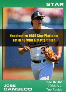 1988 Star Platinum Matte Finish Set 1-10                                                     
